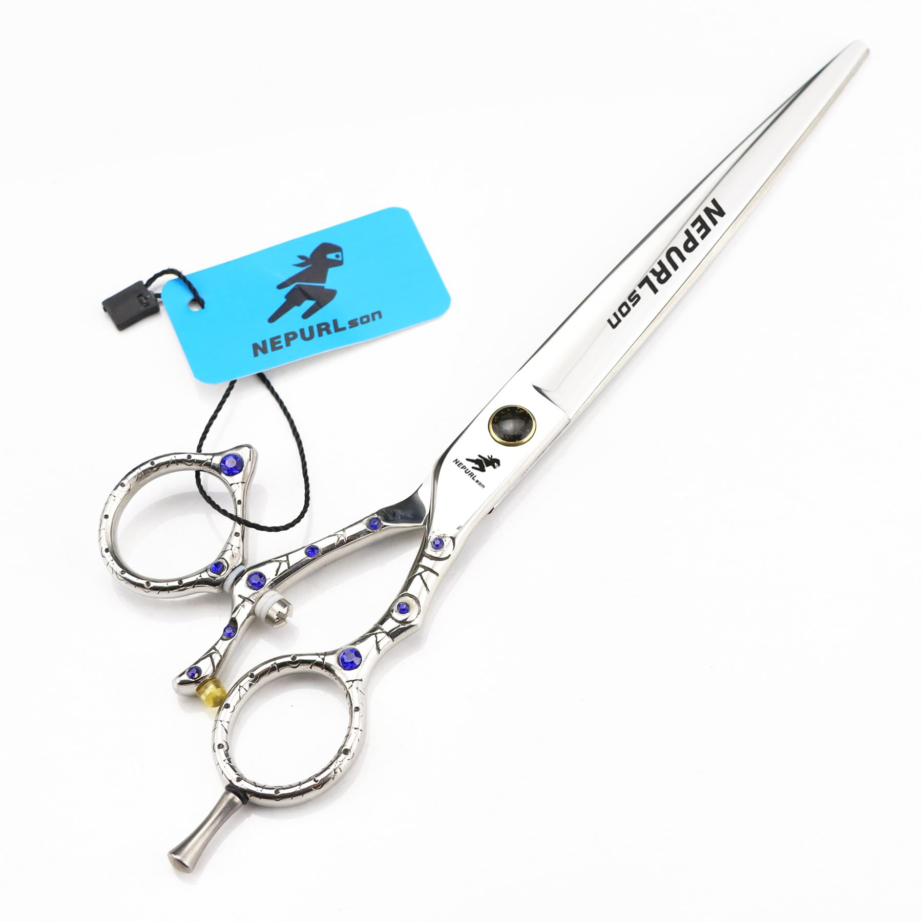 Professional Dog Grooming Scissors 8.0 Inch - 440C Steel Straight Shears for Finishing, Scissoring, and Styling on Large Breeds for Pet Groomers