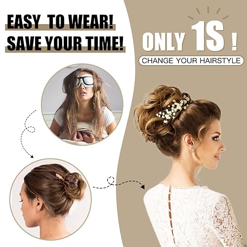 Miniatura 3 de HMD Extensión de cabello con banda elástica de goma para coleta, pelo sintético para mujer