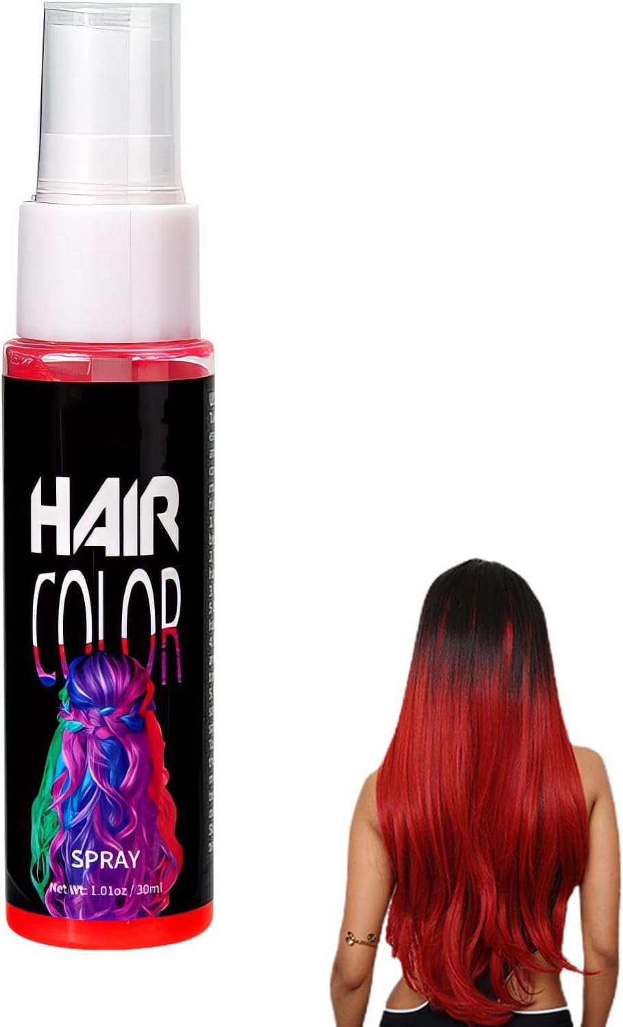 Spray Colore per Capelli,Spray per Capelli Temporaneo Colorato,Sprays Colorante per Capello Temporaneo,Temporary Hair Color Sprays,Lavabile,per Festa,Halloween,Carnevale,Natale,30ml (Rosso)