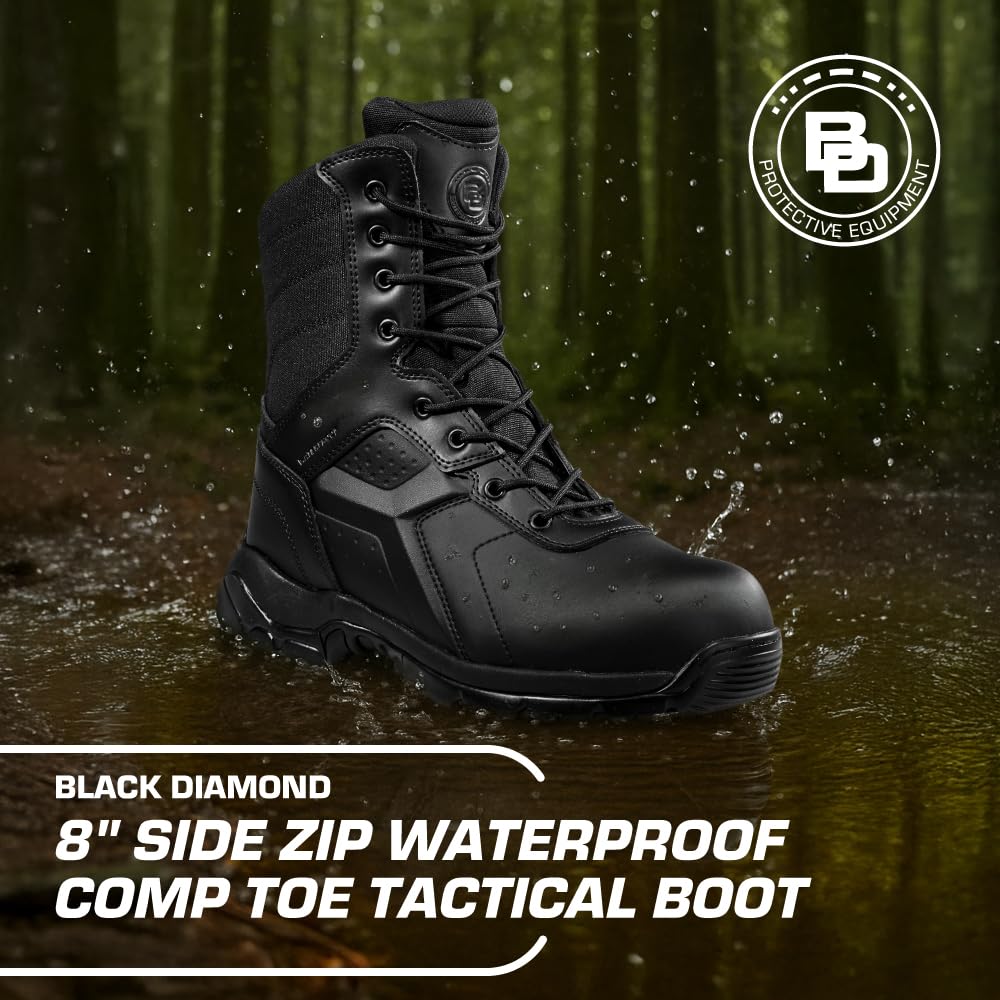 Battle Ops by BD Protective Equipment BDPE 8-inch Waterproof Side Zip Tactical Boot Comp Toe BOPS8002 mens Military and Tactical Boot