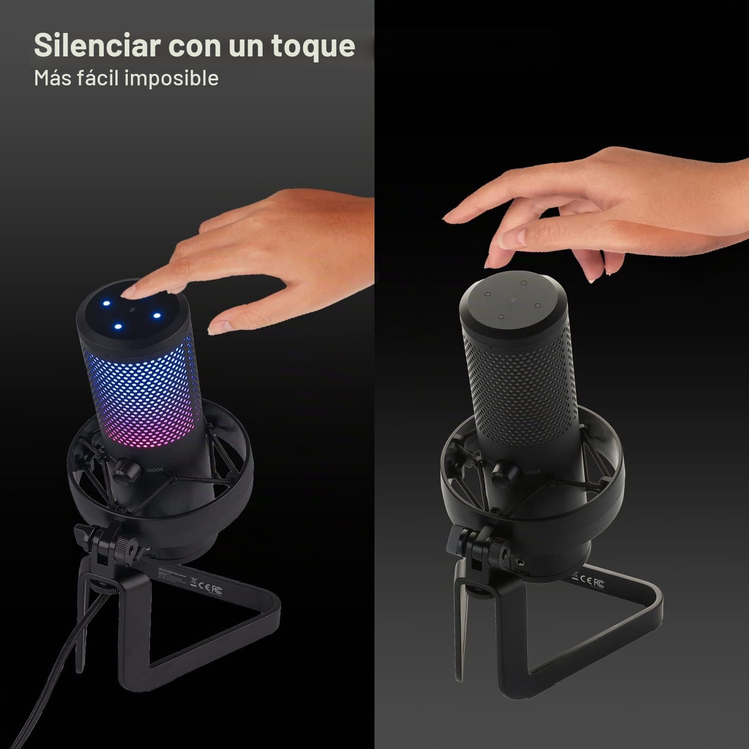 DOCKIN® Micrófono Condensador MP3000 para PC, Juegos, Podcast y Streaming - Micrófono USB de pie para grabaciones - Micrófono con Soporte Pesado [Equipo Completo]