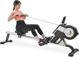 FBITE FXJ Home Rowing Machine, Magnetic Compact Indoor Rowing Machine, 8-Level Adjustable Resistance Silent Fitness Equipment, Ultra Compact Design with No Need for Folding