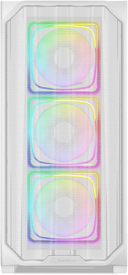 Sharkoon SHA-AK5M-RGB-WT Middle Tower PC Case for Rear Connector AK5M RGB White Front Mesh Panel Supports ATX (BTF) / Mini-ITX/Micro ATX (BTF) Standard Motherboards 4.7 inches (120 mm) ARGB Fan 4
