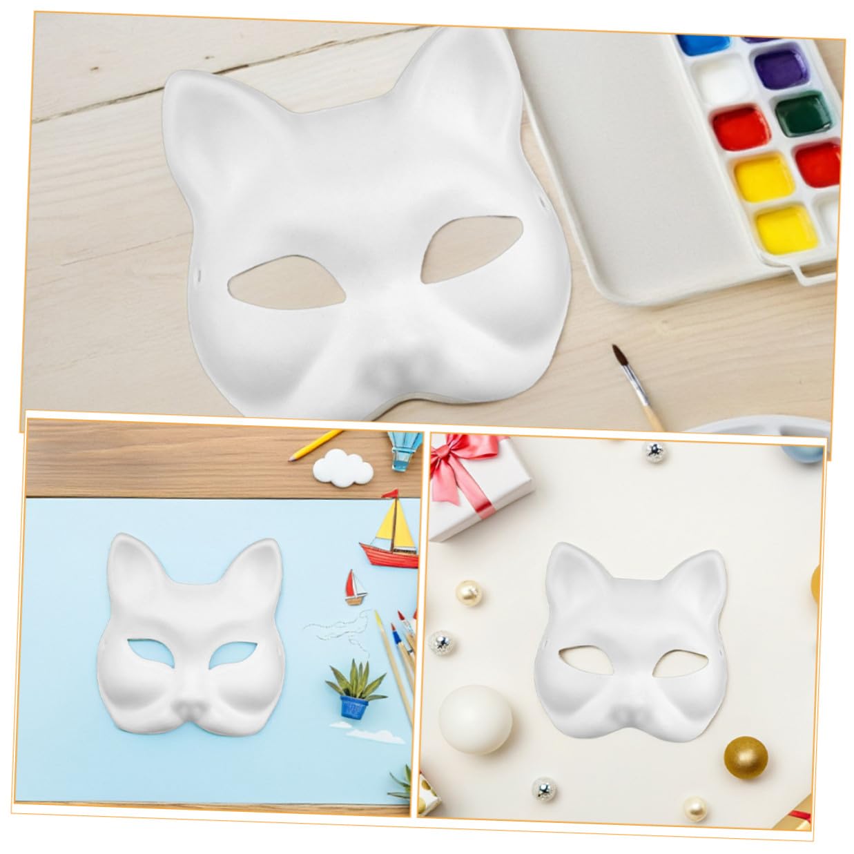 ERINGOGO 16 Maschere Bianche da Dipingere in Maschere Volpe e Animali per Feste Tema Halloween e