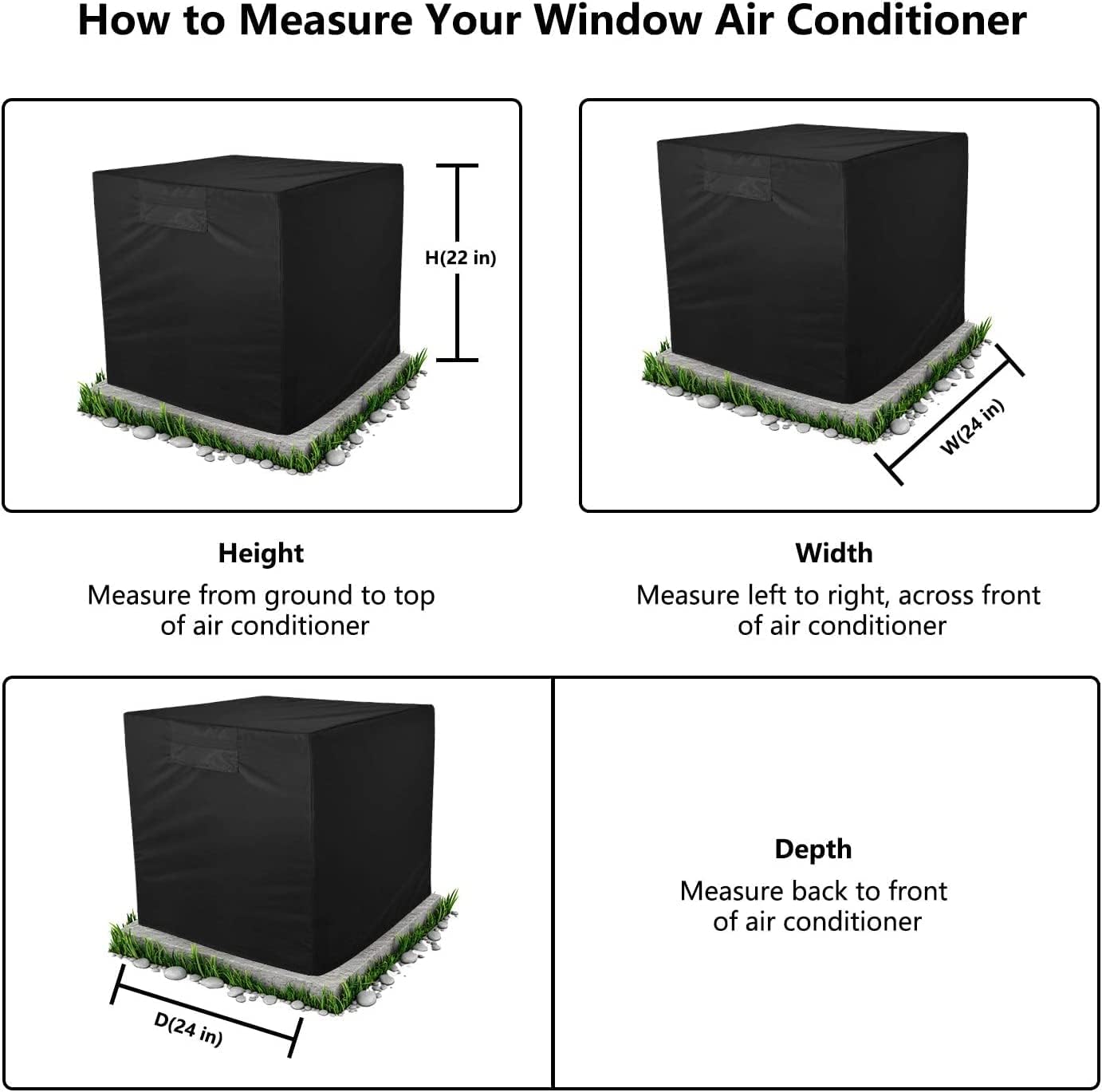Aozzy Central Air Conditioner Covers for Outside Units Heavy Duty Ac Cover for Outdoor Unit Square Winter Withstand The Rain and Snow, Or Nuts Fit Up to 24x24x22 inchs