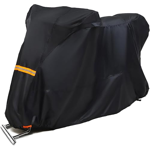 Light Motorcycle Cover All-Season Outdoor Protection,Waterproof,Dustproof,Windproof,UV-Proof,Anti-Theft,Fits Harley Davidson,Honda,KTM,BMW,V-Strom,Suitable for Motorcycles up to 96.5"