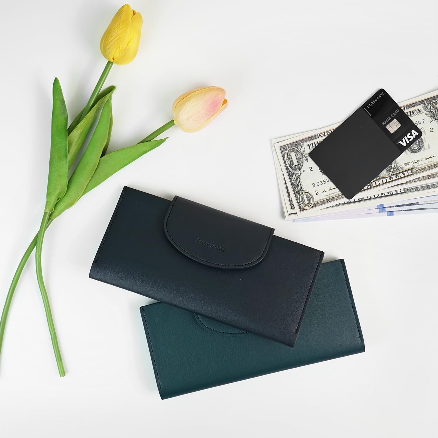 carrotez All-in-One Long Bifold 2-Tier PU Leather Wallet for Women, Money Organizer for Travel, Budgeting, Cash Envelope Wallet for Carrying Cash, Credit Cards & Business Cards - Indigo - Image 6