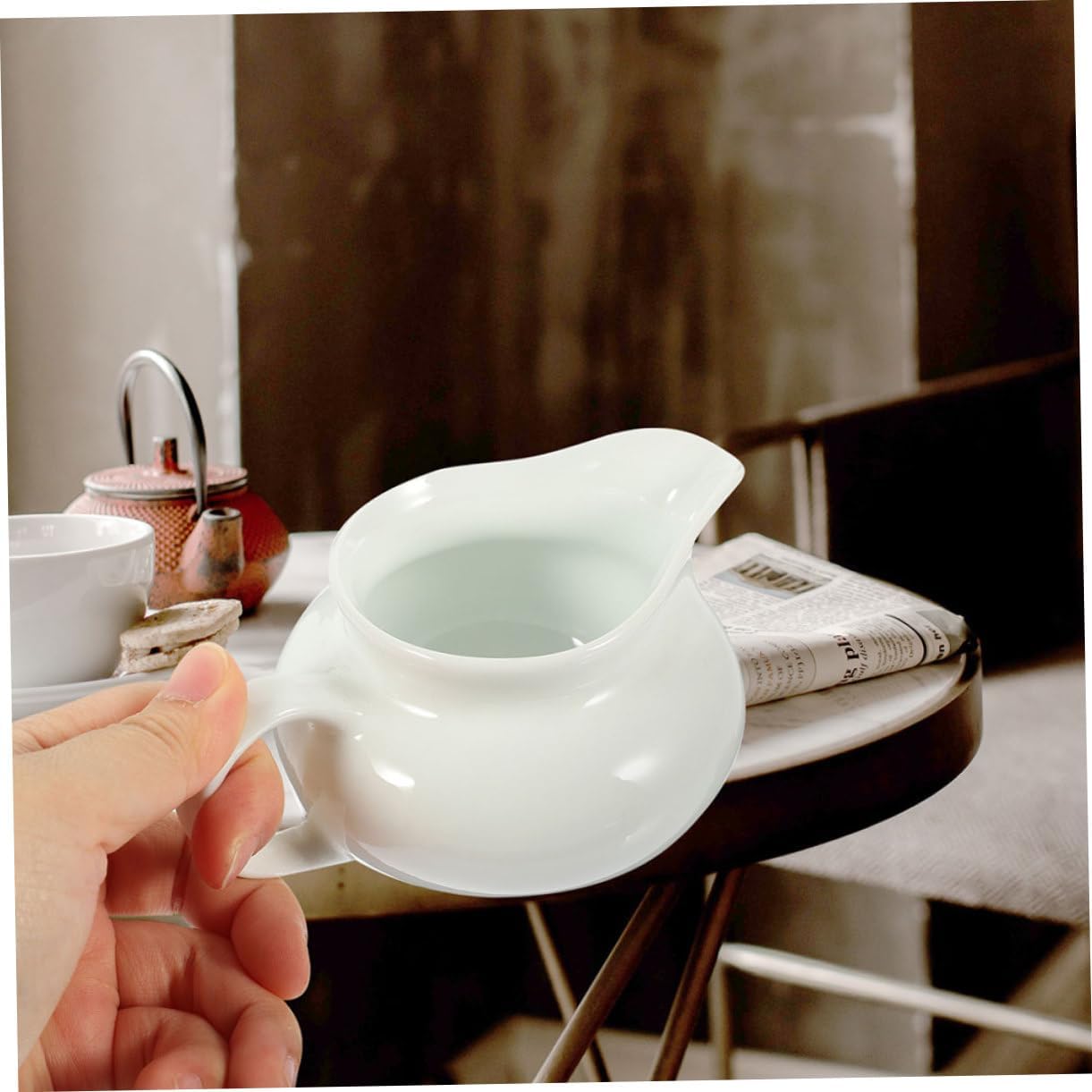 Alipis 2pcs Ceramic Sauce Dispenser Portable Gravy Boat Handle for Sauces and Elegant Design for Kitchen Use