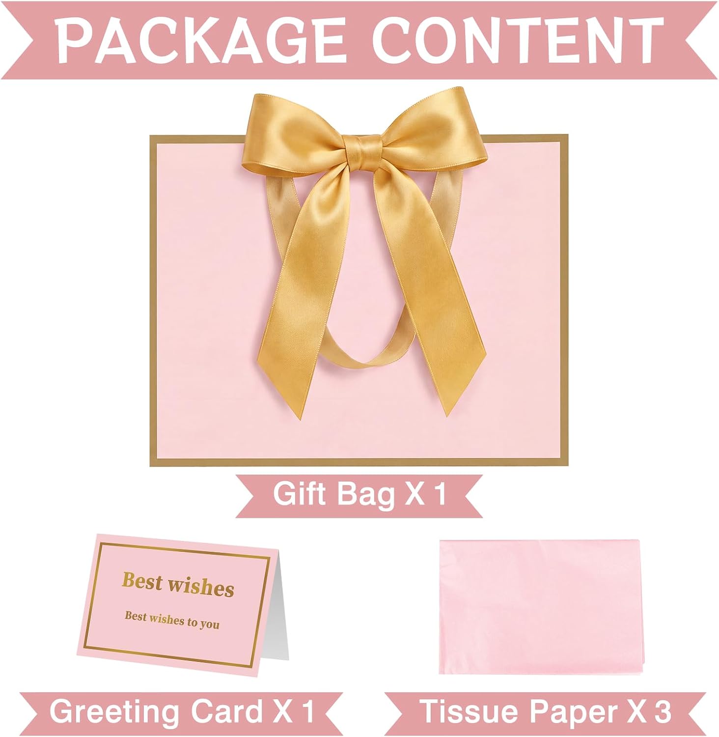  13 Inch Pink Gold Gift Bag for Birthday, Baby Shower & Wedding thumbnail