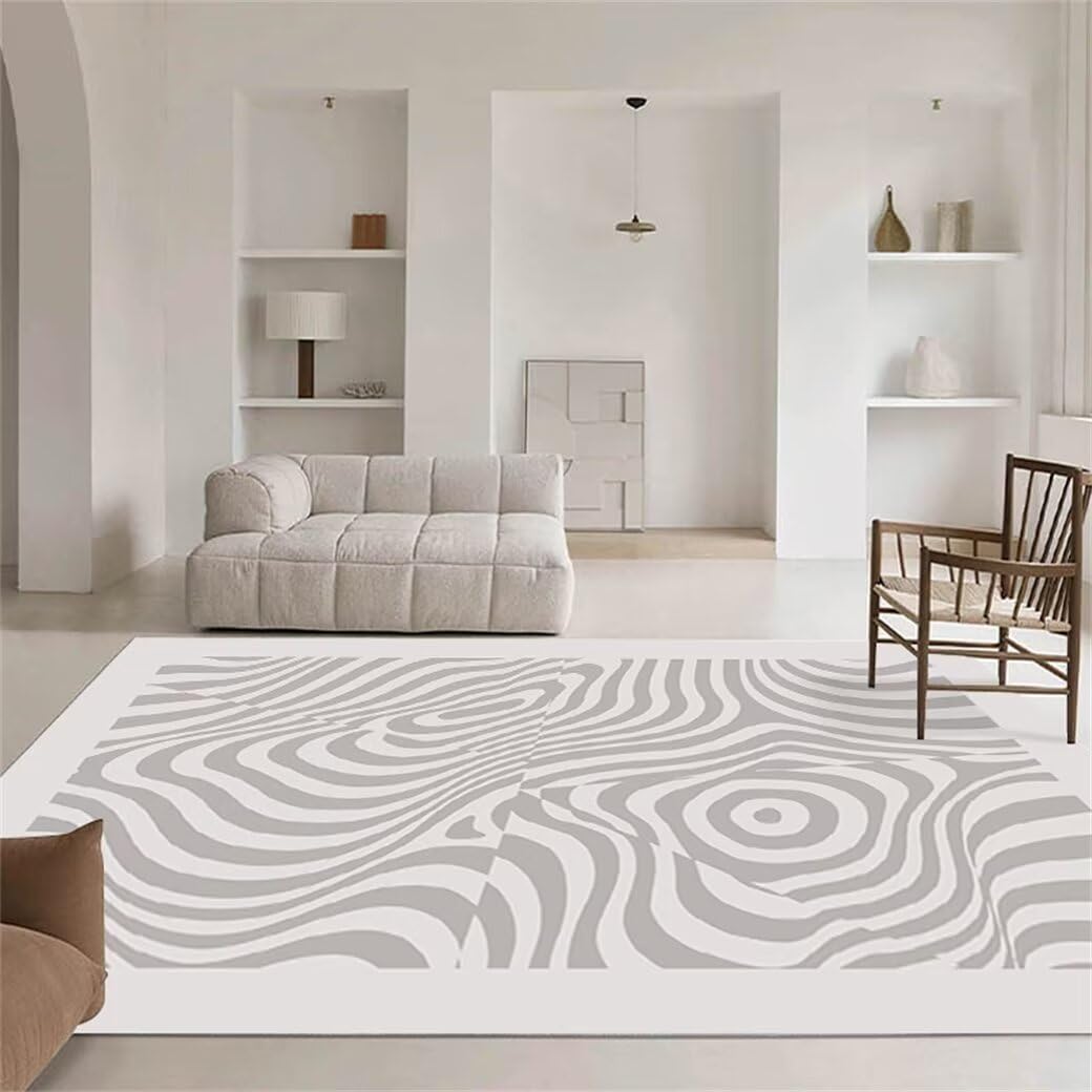 Tapis garcon 200x250cm gris à motif rayé pour réchauffer l'ambiance d'une chambre