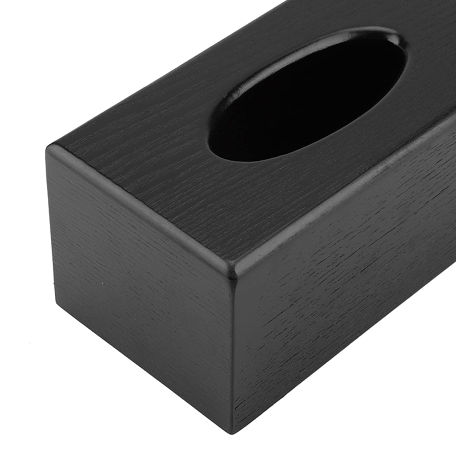 Dioche Metalowy Pojemnik na Chusteczki Eleganckie Drewniane Pudełko na Chusteczki - Prostokątny Wzór do Salonu, Sypialni i Kuchni - Trwały i Stylowy Pojemnik (BLACK)
