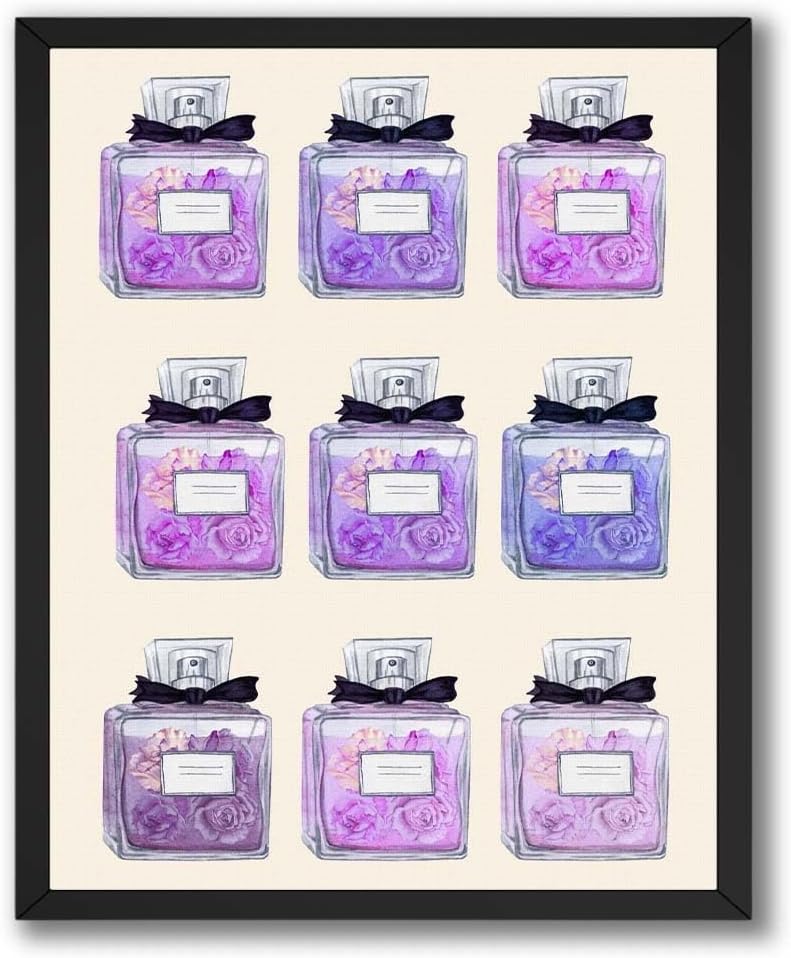 InkFlow Posters Perfume Bottles Print Poster - Stylish Floral Watercolor Design - Elegant Fashion Illustration - Bedroom Studio Wall Art - 18x24 Unframed Canvas Print