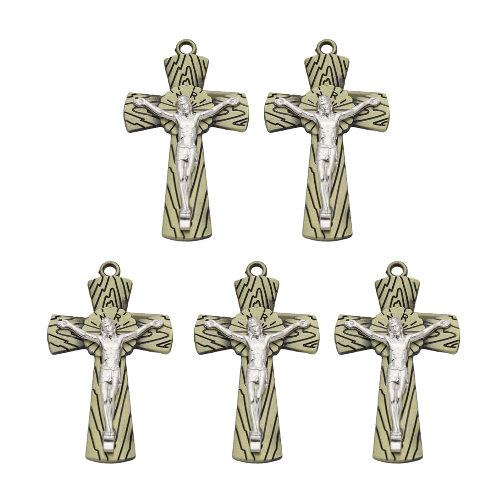 Tsophreniq 5PC Charm Cross Pendants Keychains Keyrings Bag Car KeyChains Rings Pendants
