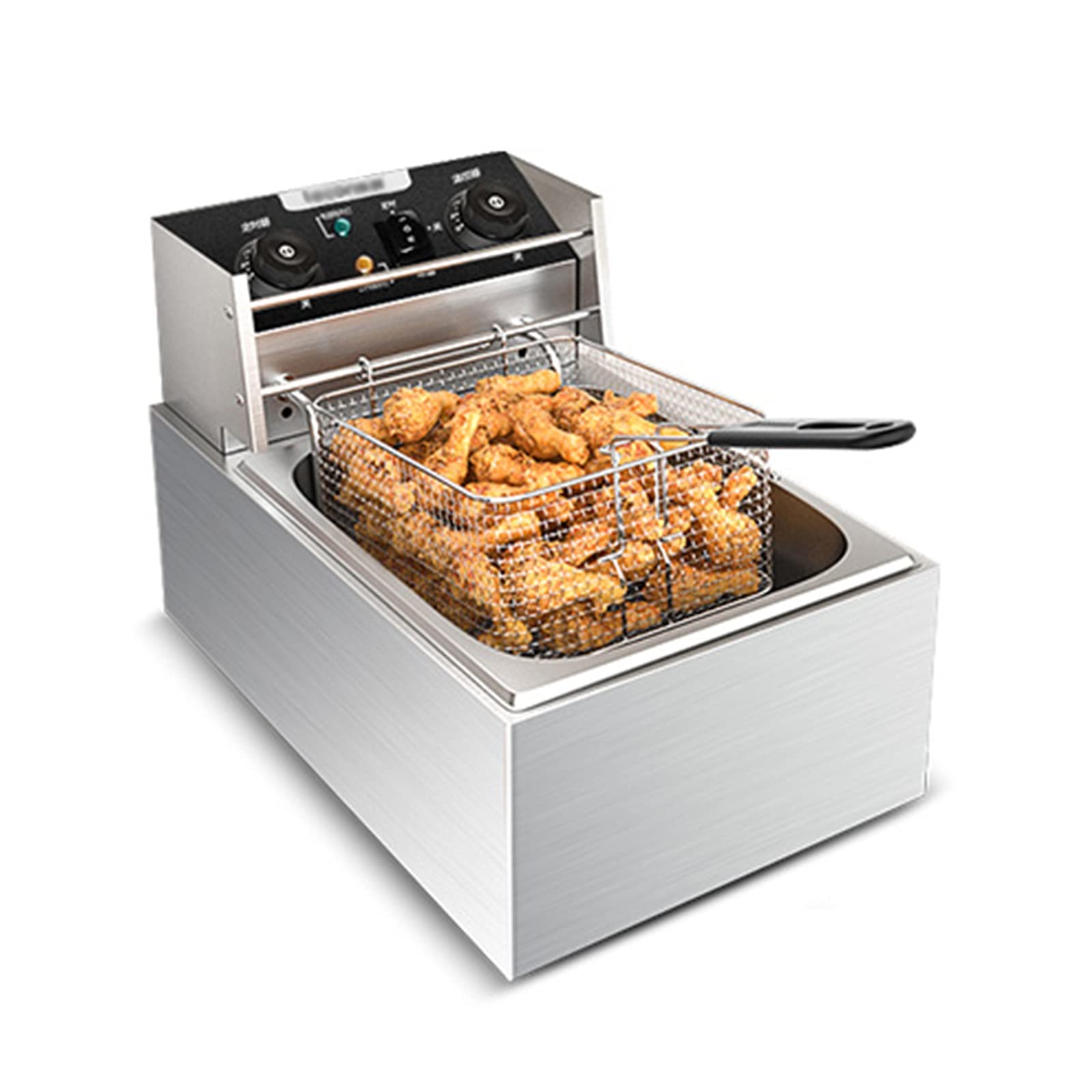 ICCI Electric Deep Fryer with Baskets - Timer & Adjustable Temperature & Removable Oil Tank - Electric Countertop Kitchen Frying Machine for Doughnuts, French Fries (5L, 5L+5L) (Size : 5L)