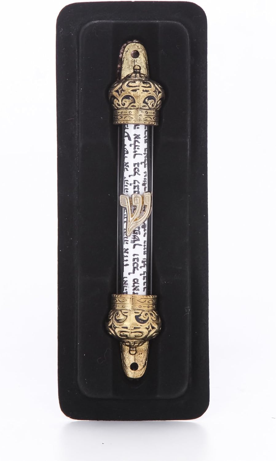 Zuluf Mezuzah chapada en oro con pergamino (5 pulgadas) Corona de