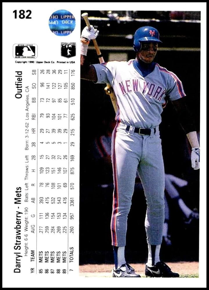 Amazon.com: Baseball MLB 1990 Upper Deck #182 Darryl Strawberry #182 NM  Mets : Collectibles & Fine Art