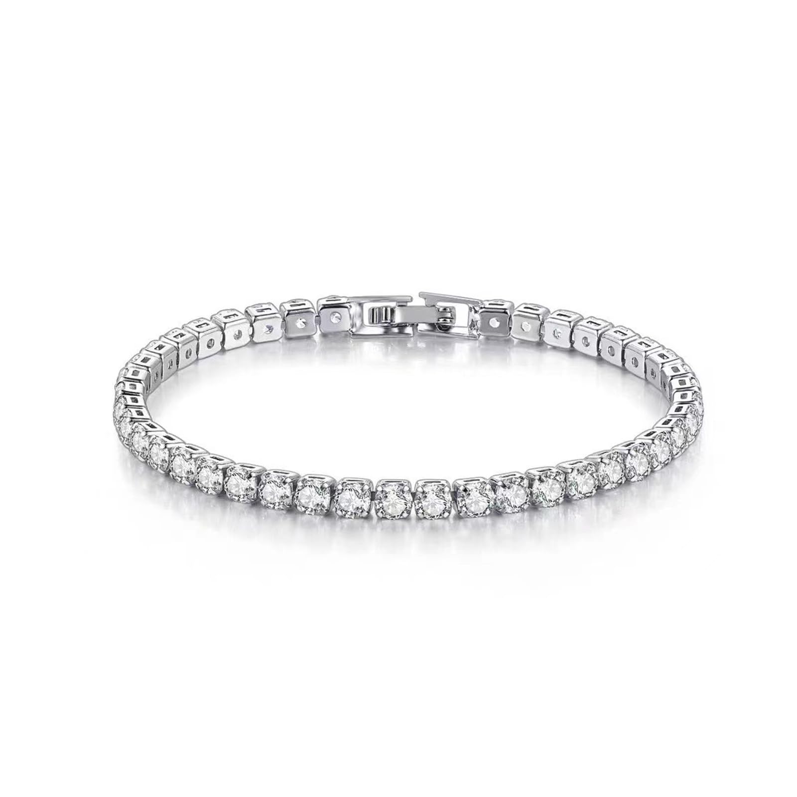 Braccialetto Donna Minimalist Square Chain Bracelet per Le Donne, Elegante E alla Moda Accessorio-Bianco