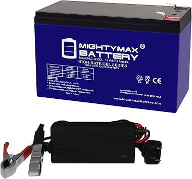Mighty Max Battery 12V 7AH Gel F1 Replacement Battery Compatible with Multilink FlexPower 300 Power Module + 12V Charger