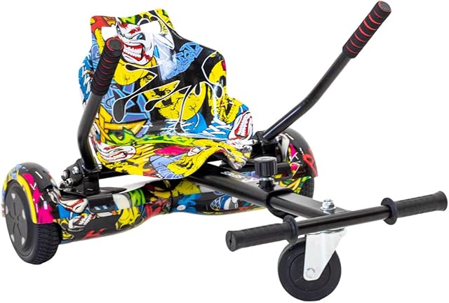 iRollers Black Graffiti HoverKart Kart Attachment Fits All Hoverboards Swegways .6.5, 8", 10" Adjustable Hoverboard seat go Kart for Hoverboard Compatible Sleek Cool UK Seller Limited Edition