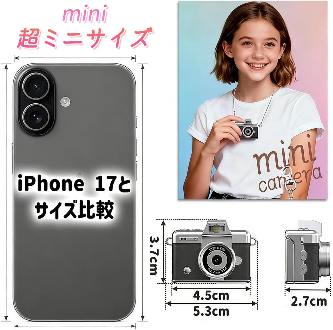Size comparison of the LK-027 Mini Camera with a smartphone