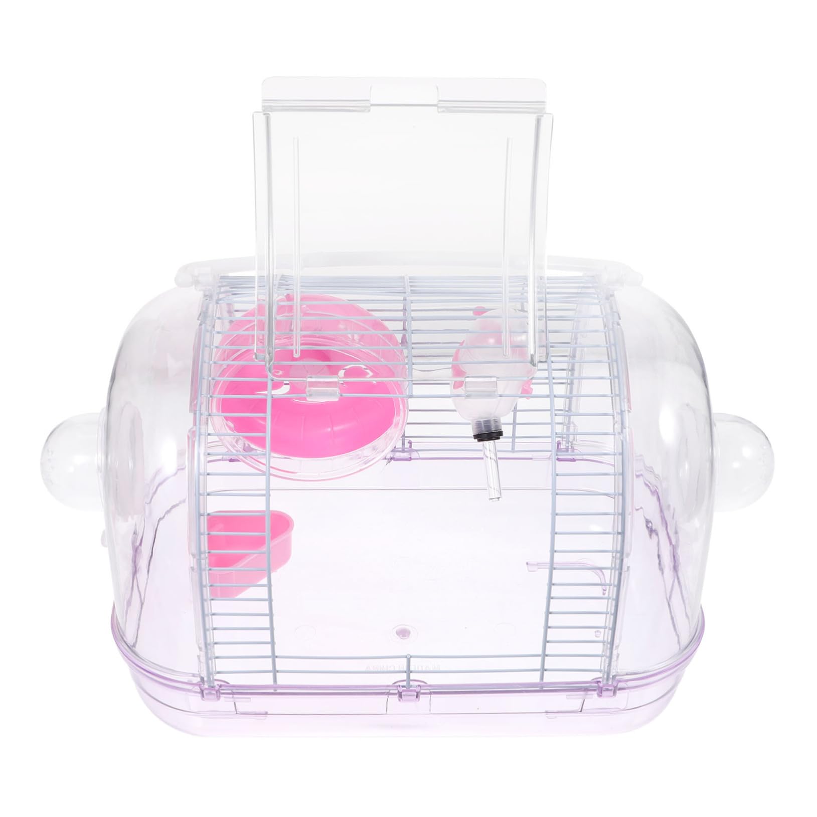 Hamstertransportbox Reisekäfig aus Kunststoff und Eisen, Rosa