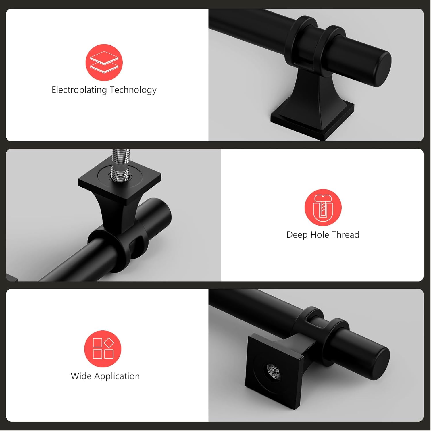homdiy 25 Pack 5 Inch Black Cabinet Handles - Modern Cabinet Pulls for Kitchen Cabinets, Dresser Drawers & Wardrobe Hardware, Durable Zinc Alloy with Matte Finish (5" Hole Centers)