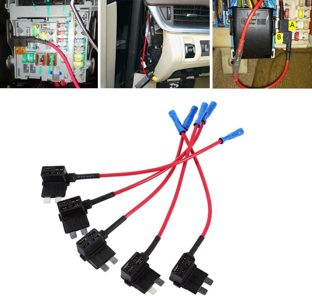 Keenso 12V Car AddACircuit Fuse Tap Adapter Mini ATM APM Blade Fuse Holder Back