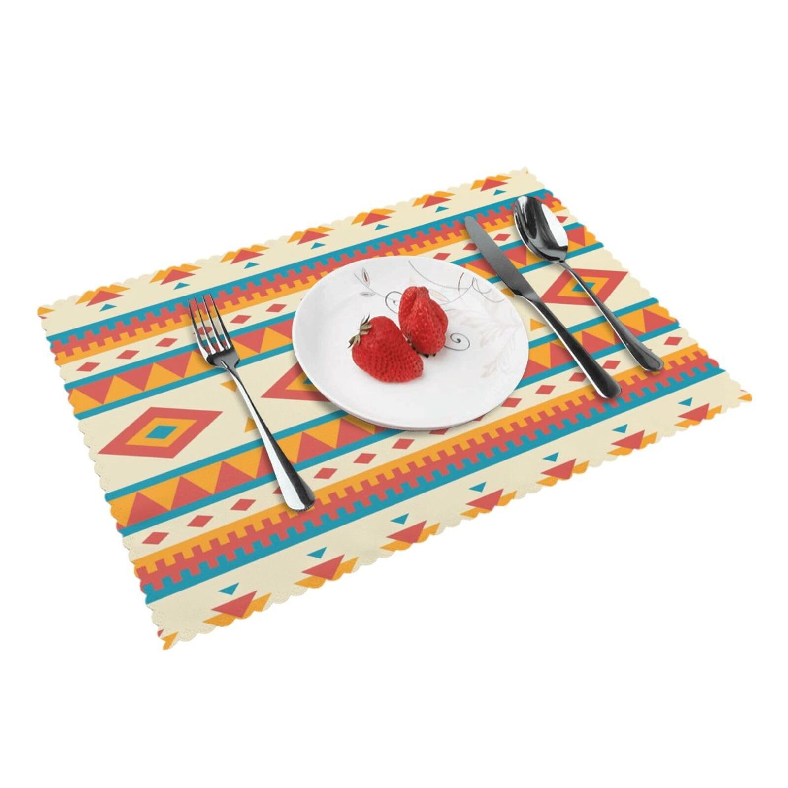 Native American-Pattern Printed Placemats Set of 4 PCS Washable Placemat for Kitchen Table Heat-resistant Table Mats 45x30 CM