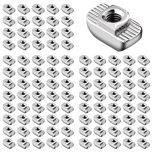 GETLITOOL 100pz Dadi Scorrevoli M4 T-Slot in Acciaio Carbonio EU30 Set 100x Dadi a Testa Martello Filettato M4 per Scanalatura 8mm Serie 30 per Profilo Alluminiale CNC Stampanti 3D
