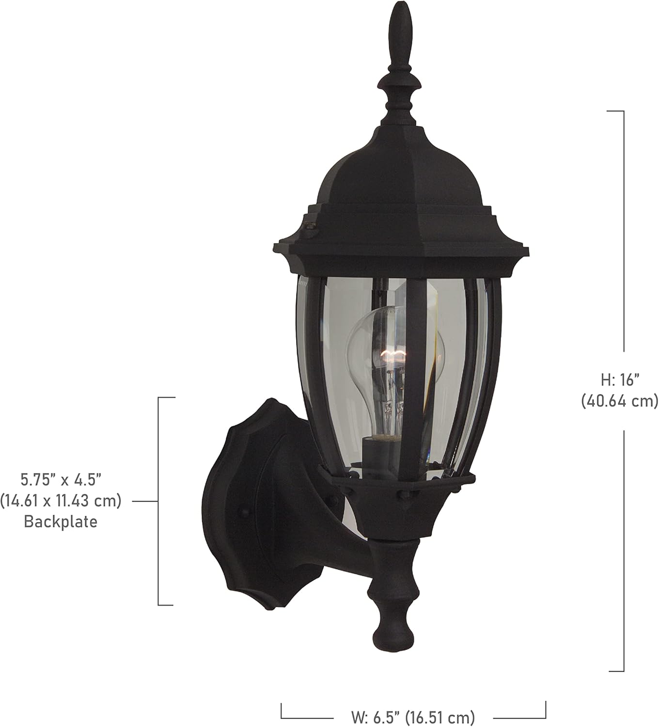 Craftmade Z260-TB Bent Glass Outdoor Wall Mount Sconce, 1-Light 100 Watt (7"W x 16"H), Matte Black