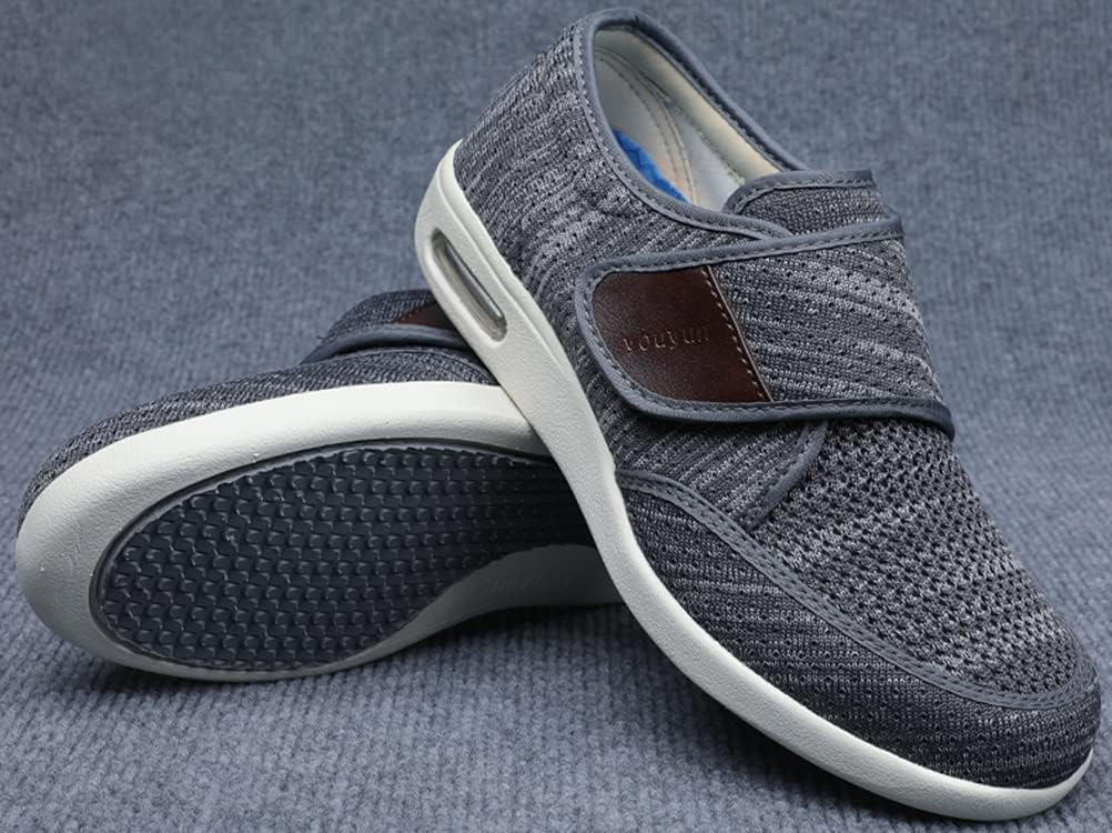 Men Diabetic Shoes Wide Width Elderly Walking Shoes with Adjustable Closure Air Cushion Sneakers for Plantar Fasciitis Bunions Swollen Feet