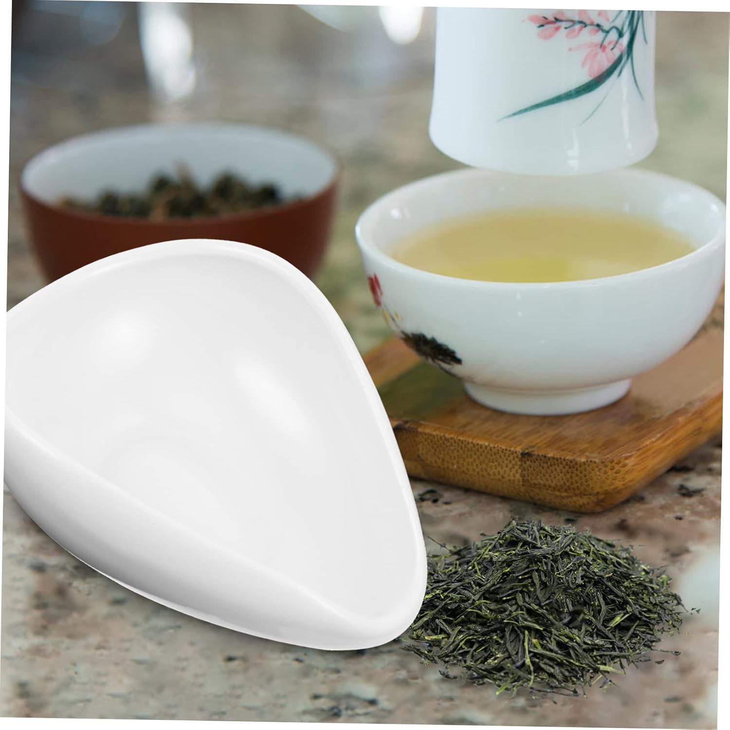White Ceramic Tea Scoop Spoon for Tea Making Utensils, Easy to Clean