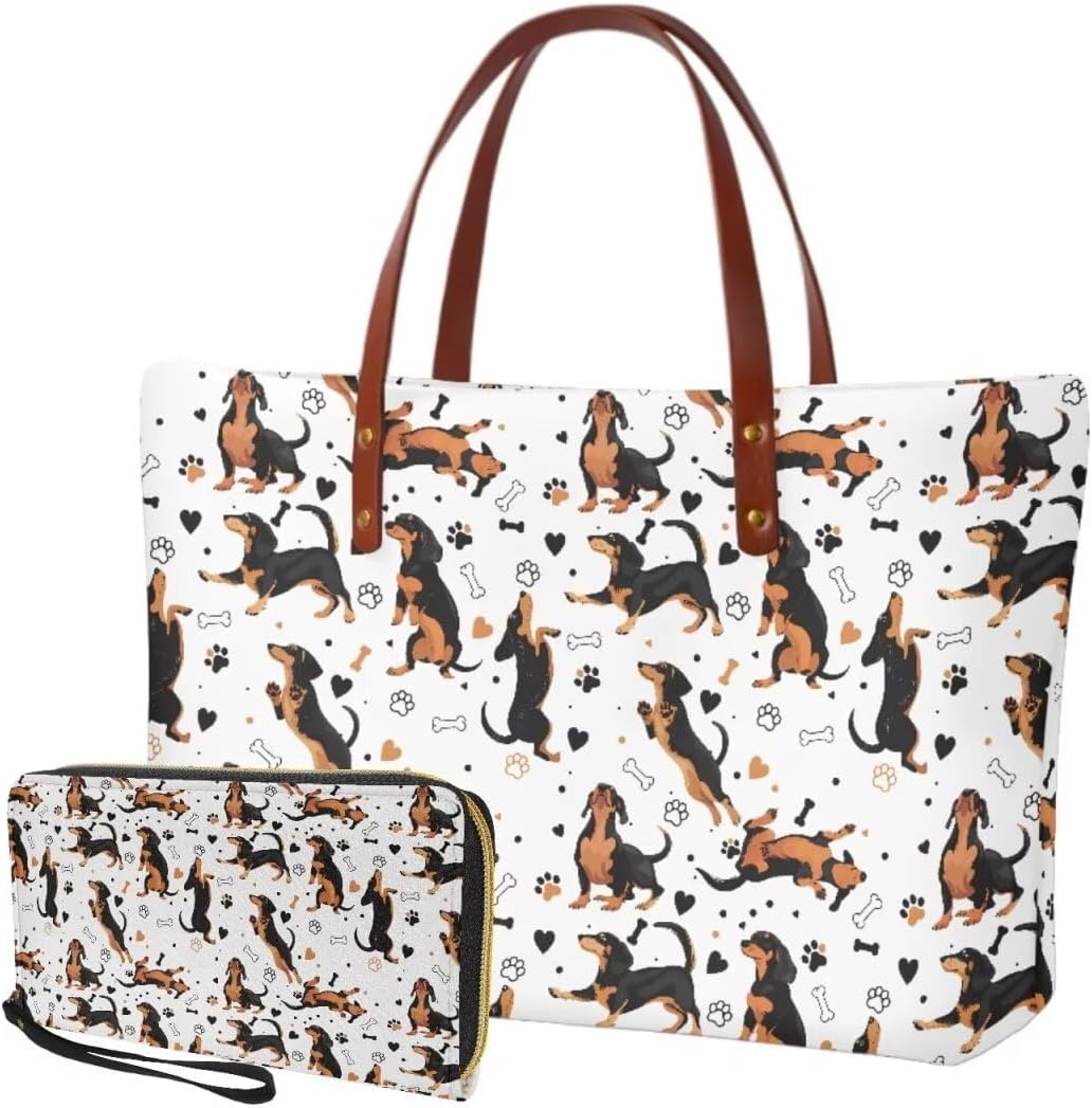 Purse and Wallet Set Large Shoulder Satchel Purse Tote Handbags with PU Wallet for Party Work Shopping Travel