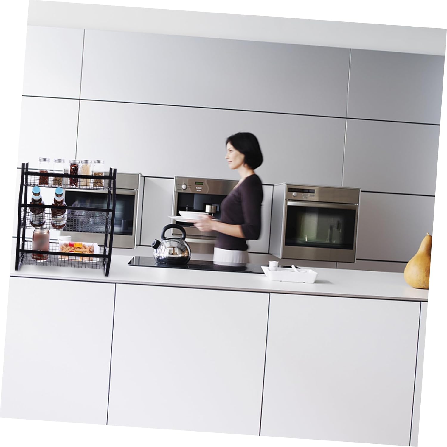 Unomor Three-Tier Kitchen Storage Rack for Seasoning Bottles Adjustable Organizer Sturdy Plastic for Pantry and Countertop Use