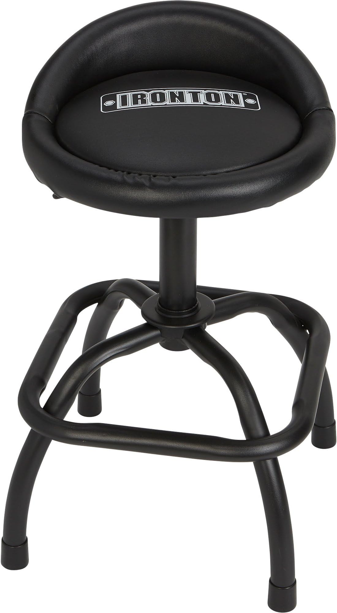 Ironton Oversized Adjustable Swivel Shop Stool with Backrest - Steel, 300-Lb. Capacity, 27 1/2 to 32in. Seat Height