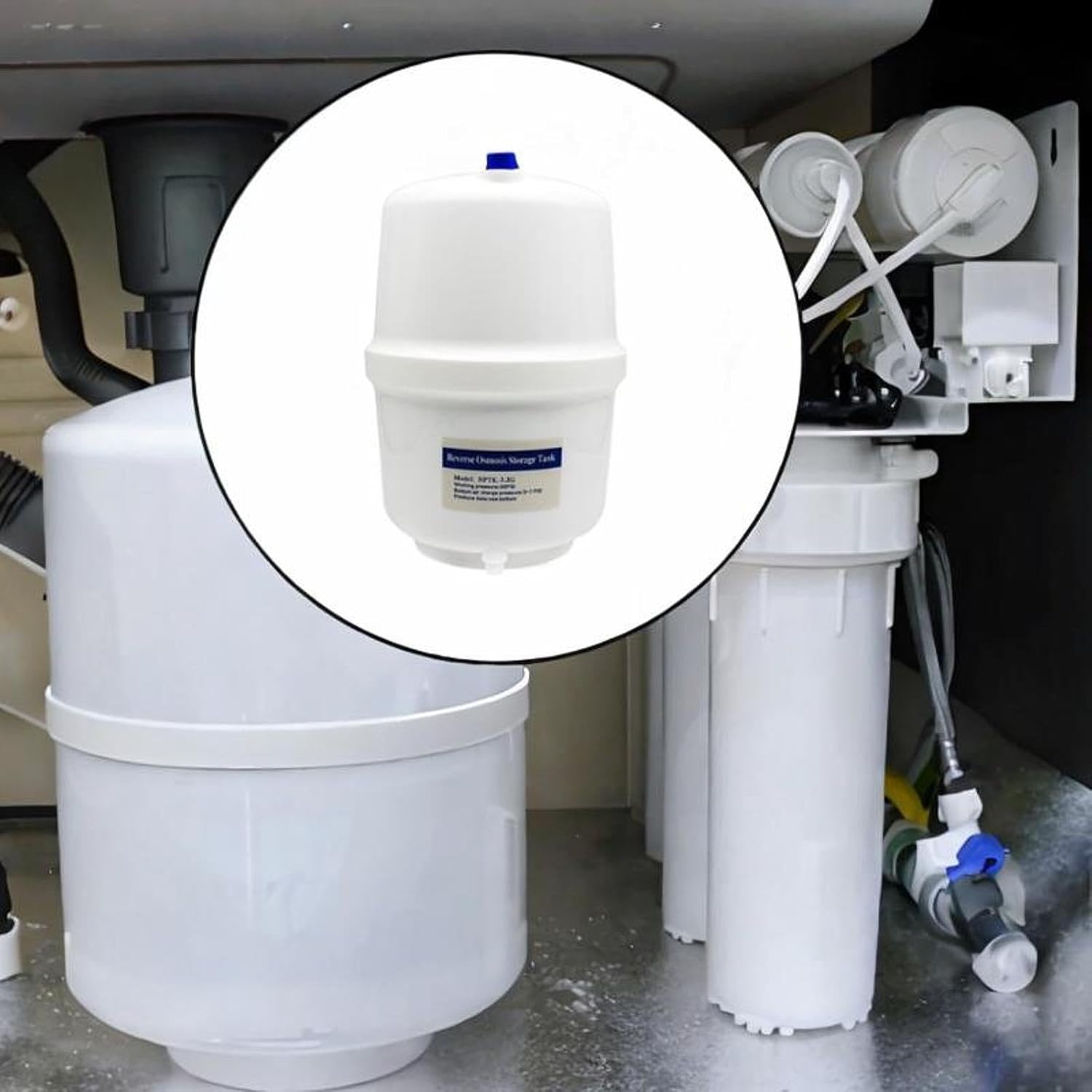 3.2 Gallon Pressurized Water Tank Reverse Osmosis Storage Tank Sturdy Portable Compact Purification for Commercial Kitchen, without ball valve