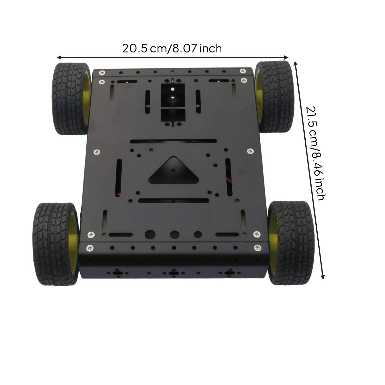 Chasis Coche Robot 4WD DIY Chasis Aleación Aluminio Terreno Estructura Robot con Ruedas Goma para Aficionados, Laboratorio, Negro