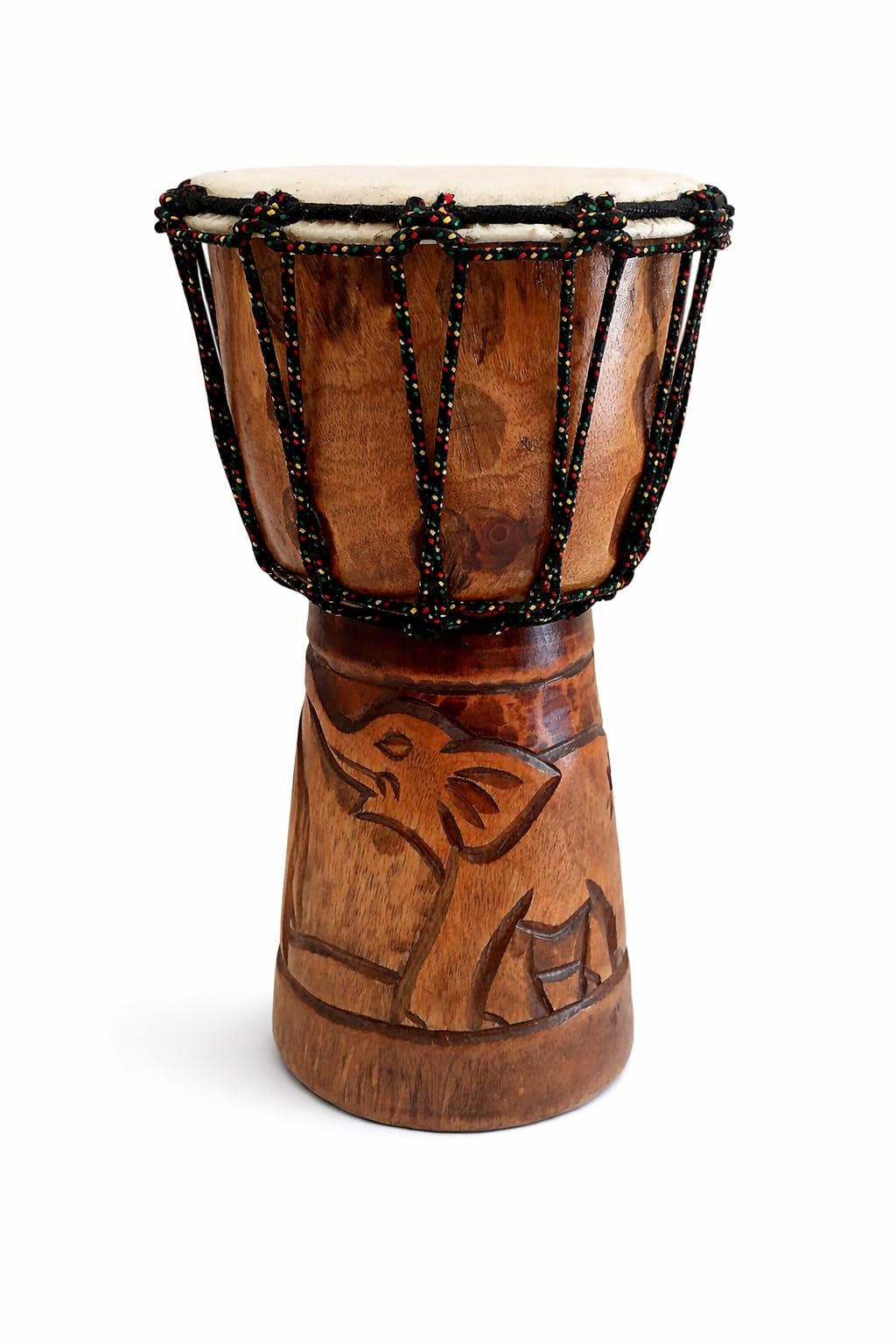 Djembe Drum Solid Wood Deep Carved Bongo Congo African Drum - 12" HIGH MED SIZE - Professional Quality - NOT MADE IN CHINA - JIVE BRAND (Elephant)