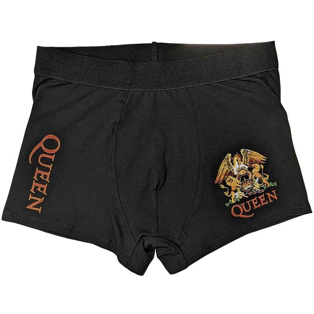 Rock Off Officially Licensed Products Unisex Black Queen Classic Crest Logo Boxer Shorts L
