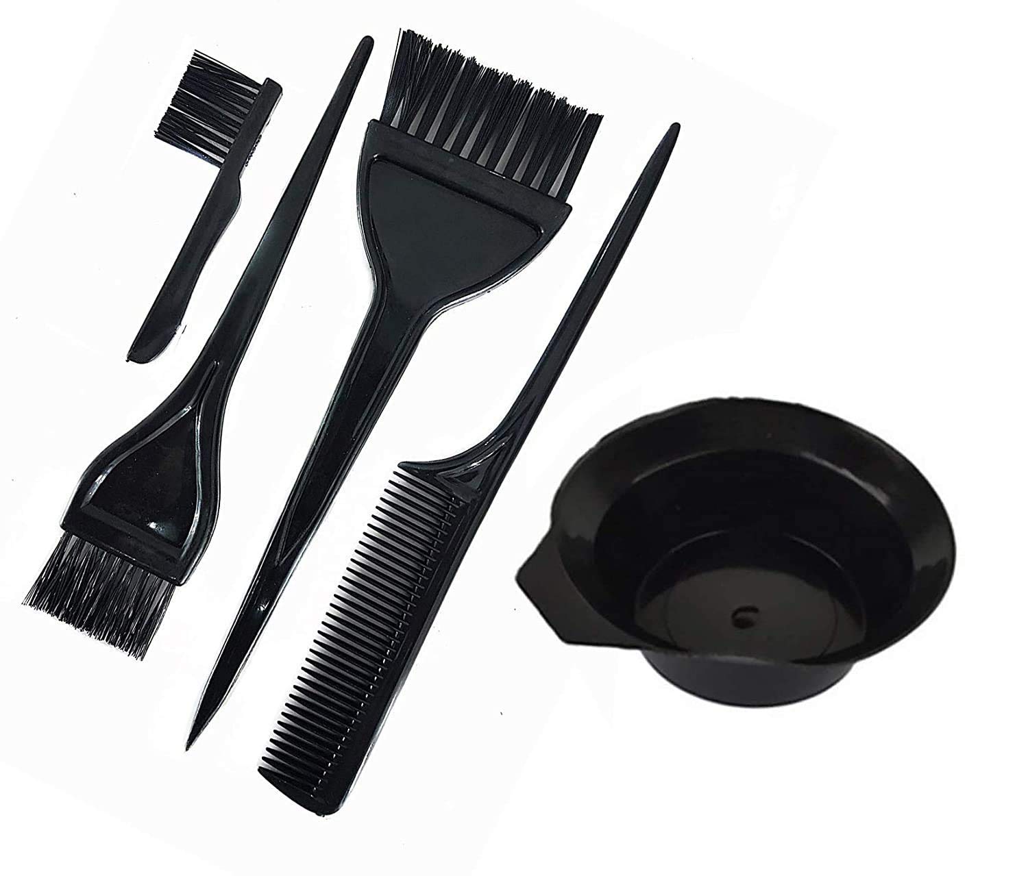 DEXO Professional Hair Coloring Dyeing Kit And Mixing Bowl Combo of 5 Pcs Hair Coloring Dye Brush Set For Home and Salon Use (Pack of 1), Black