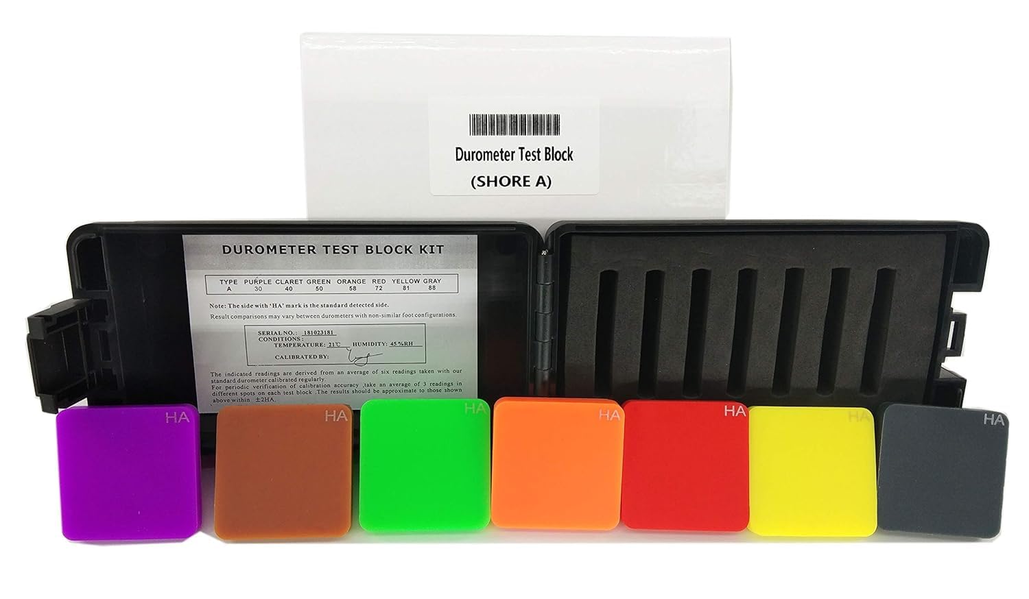 VTSYIQI Rubber Hardness Test Block Kit Hardness Durometer Test Block Kit for Type A Rubber Durometer Calibration Measurement With 7 Color Block Kits-image-33