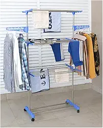 Varal de Chão Multifuncional Vertical Retrátil Aluminio - 3 Andares