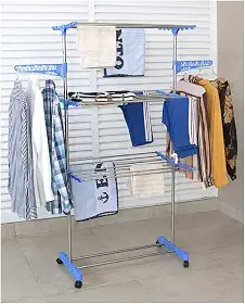 Varal de Chão Multifuncional Vertical Retrátil Aluminio - 3 Andares
