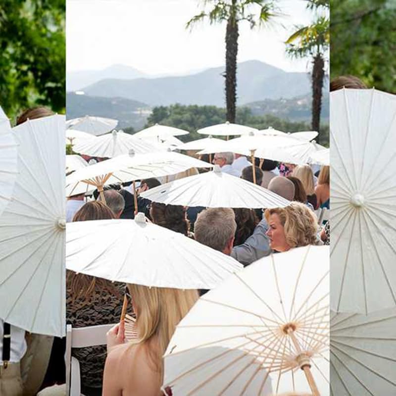 12 Papierowy Parasol Parasol Plażowy Biały DIY Parasol Fotografia Rekwizyty na Baby Shower Imprezy Ślubne 60 Cm/23,6