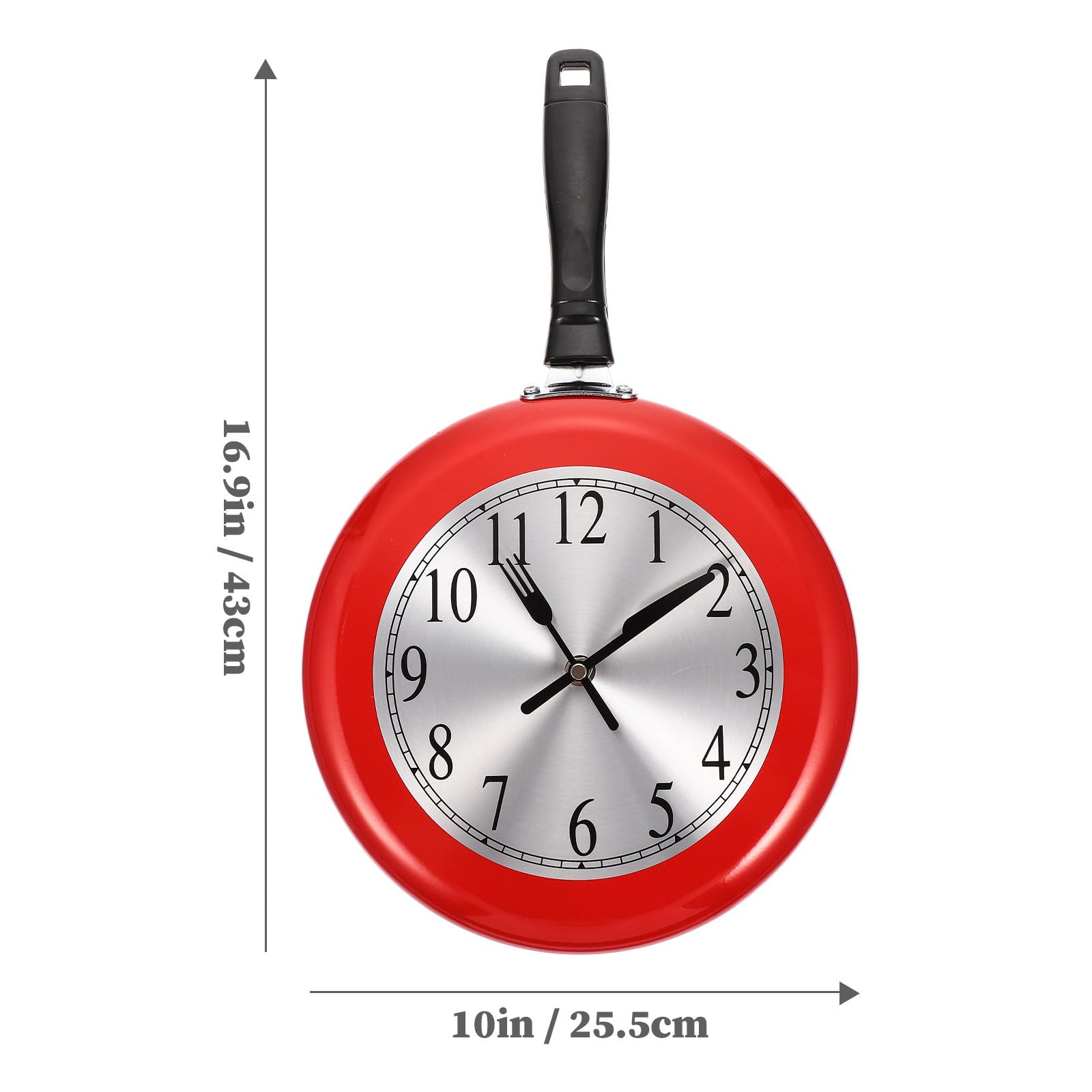 Acciaio Inox Orologio da Parete Silenzioso a Forma di Padella Rosso
