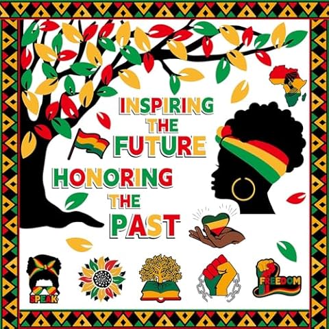 gisgfim Black History Month Classroom Bulletin Board Decorations Black Inspirational Wall Door Classroom Decoration for Preschool Kindergarten School Diversity African American Bulletin Board Decor Cover