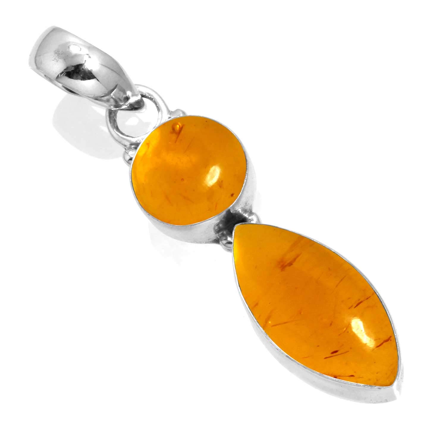 Jeweloporium925 Sterling Silver Handmade Pendant for Women Two Gemstone Statement Jewelry for Gift (99596_P)