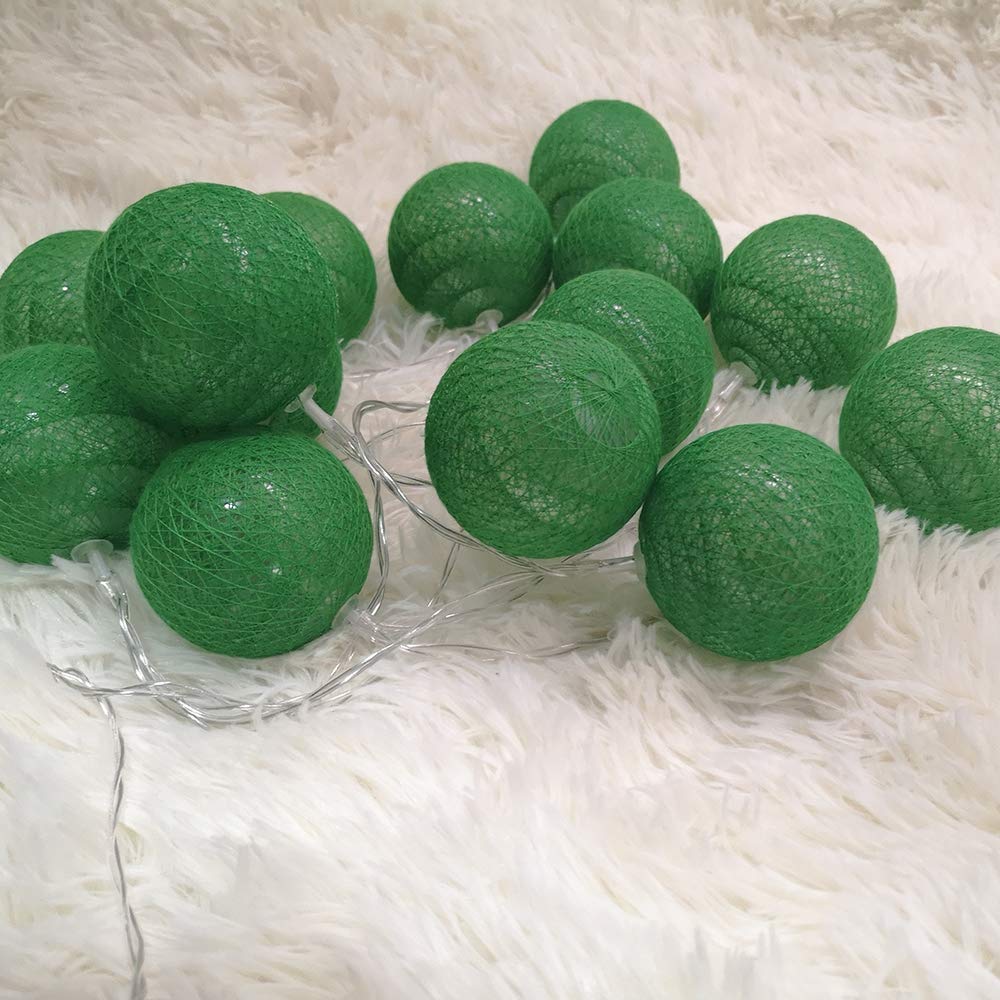 LED String Lights 6cm Cotton Ball, DOTBUY Nordic style Fairy Lights Christmas Decoration Battery Operated for Xmas Indoor outdoor Holiday Party Decor Garlands (Forest green,1.8M/10LED)