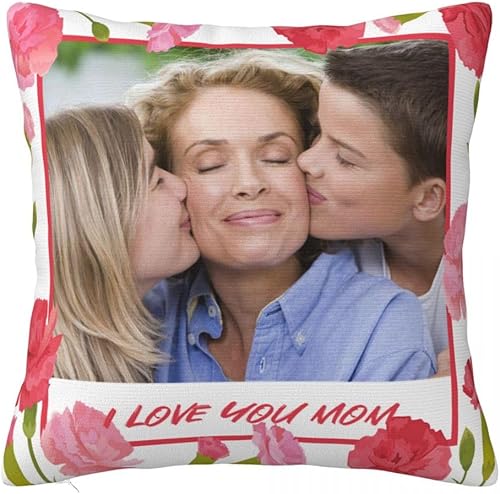 Fundas de almohada personalizadas para mamá, añade el texto del nombre de la foto de tu mamá, funda de almohada personalizada de dos lados con