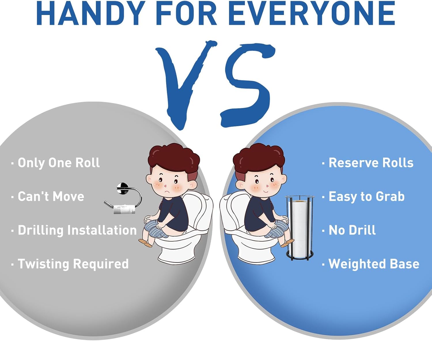 Toilet Paper Holder, Freestanding Toilet Paper Holder Stand with Raised Feet, Toilet Paper Storage Reserve for 3 Mega Rolls, Free Standing Bathroom Tissue Organizer, Metal Toilet Tissue Roll Holder